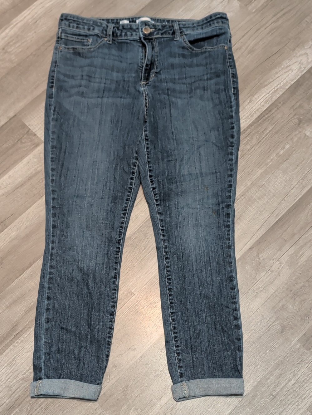 LC Lauren Conrad Dark Blue Skinny Ankle Cuffed Jeans
